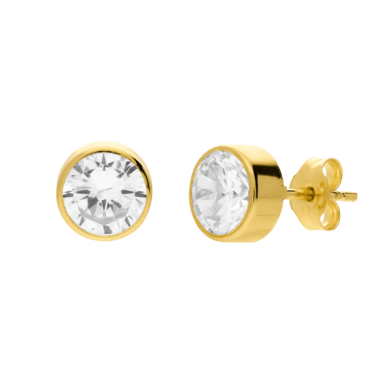 14 karaat gouden oorknoppen met zirkonia 6mm