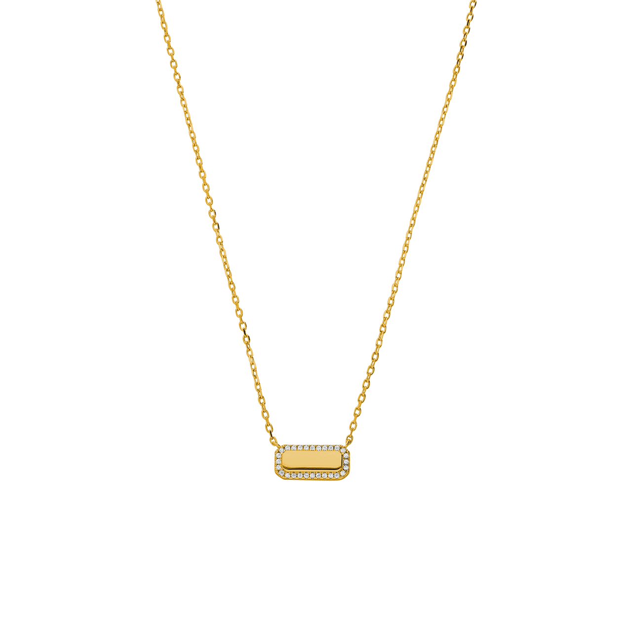 Zilveren ketting met hanger met plating met zirkonia voor dames
