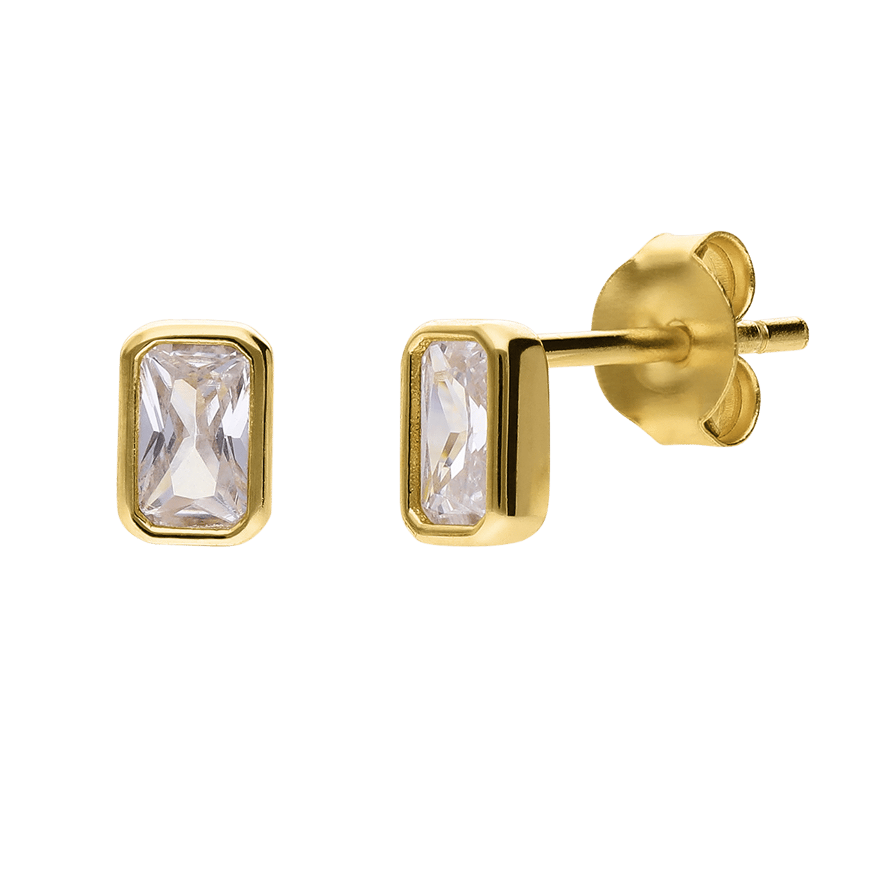 Zilveren goldplated oorknoppen met zirkonia
