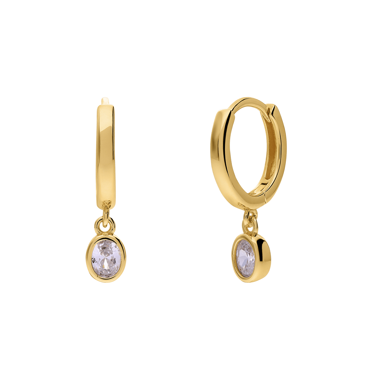 Zilveren goldplated oorbellen met zirkonia