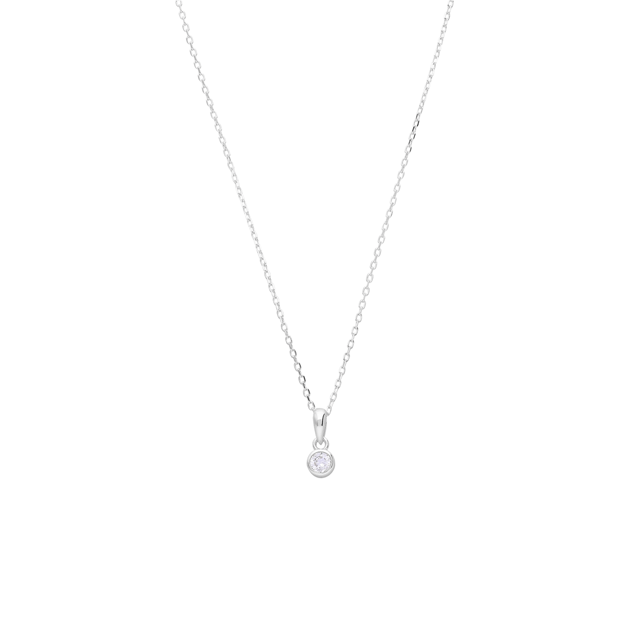 Zilveren ketting met hanger met zirkonia