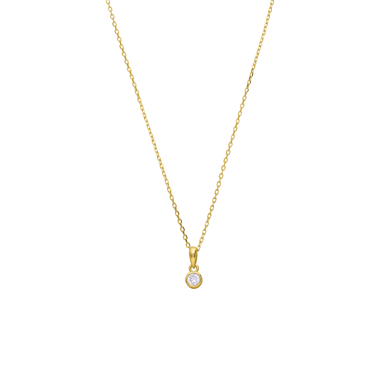Zilveren goldplated ketting met hanger met zirkonia