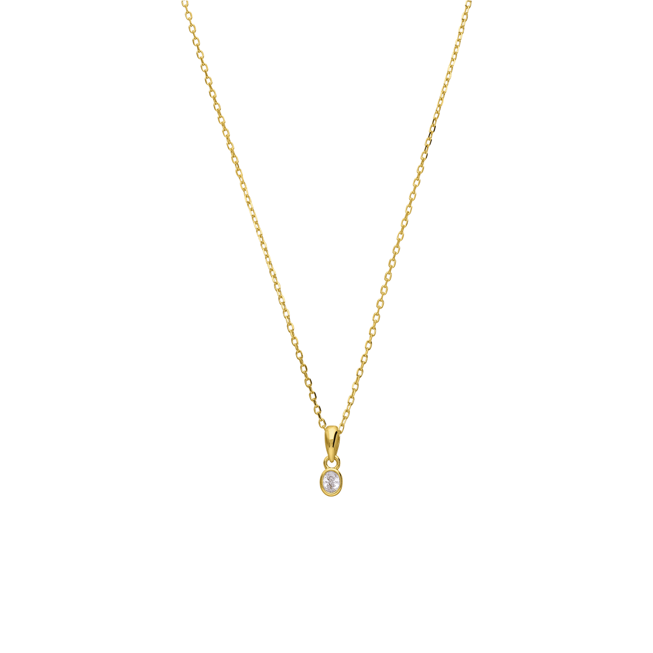 Zilveren goldplated ketting met hanger met zirkonia