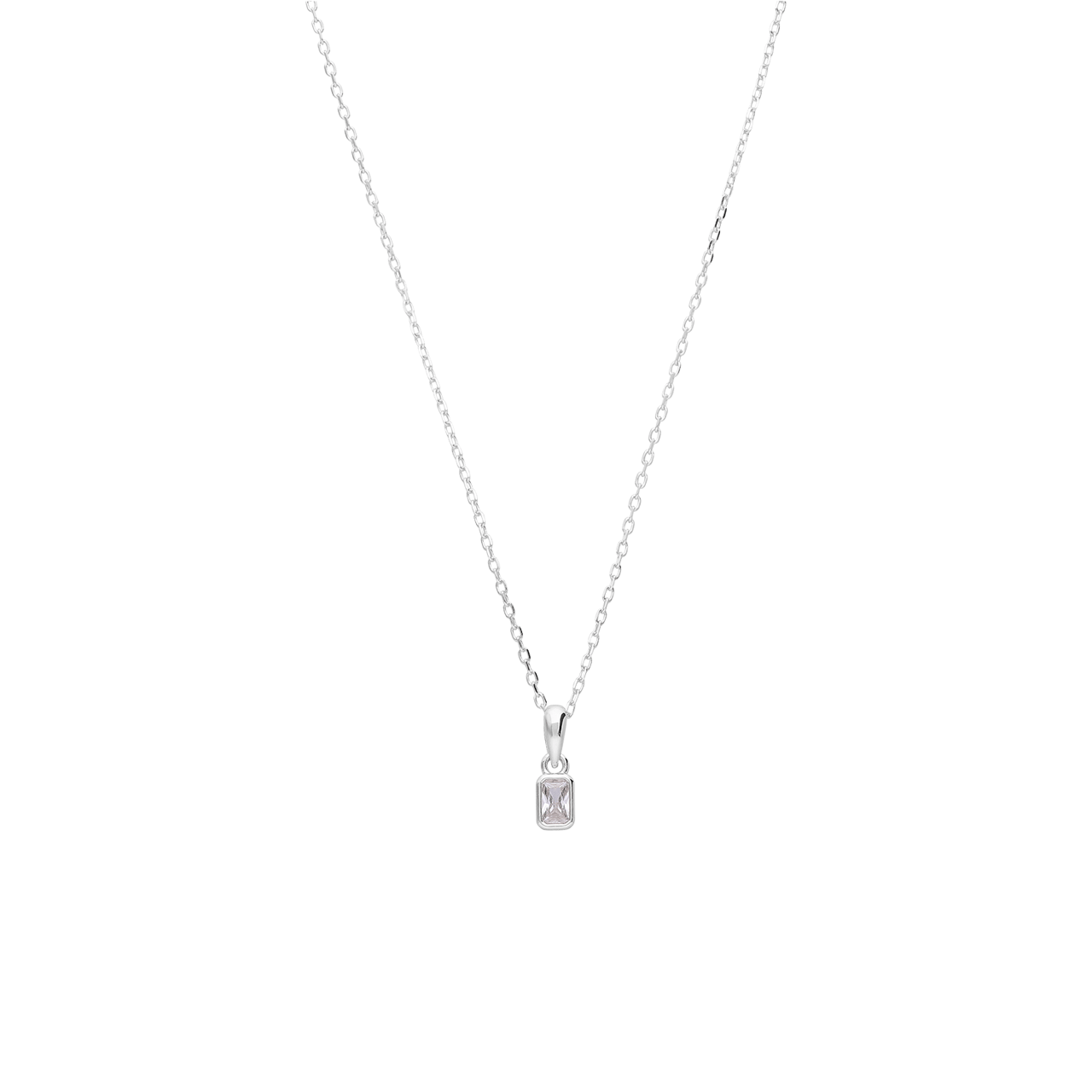 Zilveren ketting met hanger met zirkonia