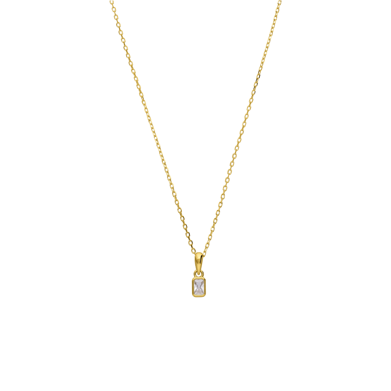 Zilveren goldplated ketting met hanger met zirkonia