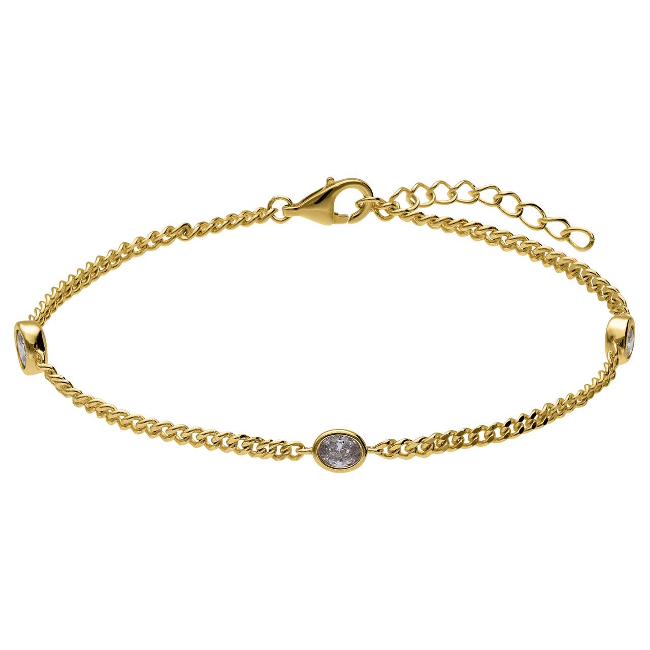 Zilveren goldplated armband met hanger met zirkonia