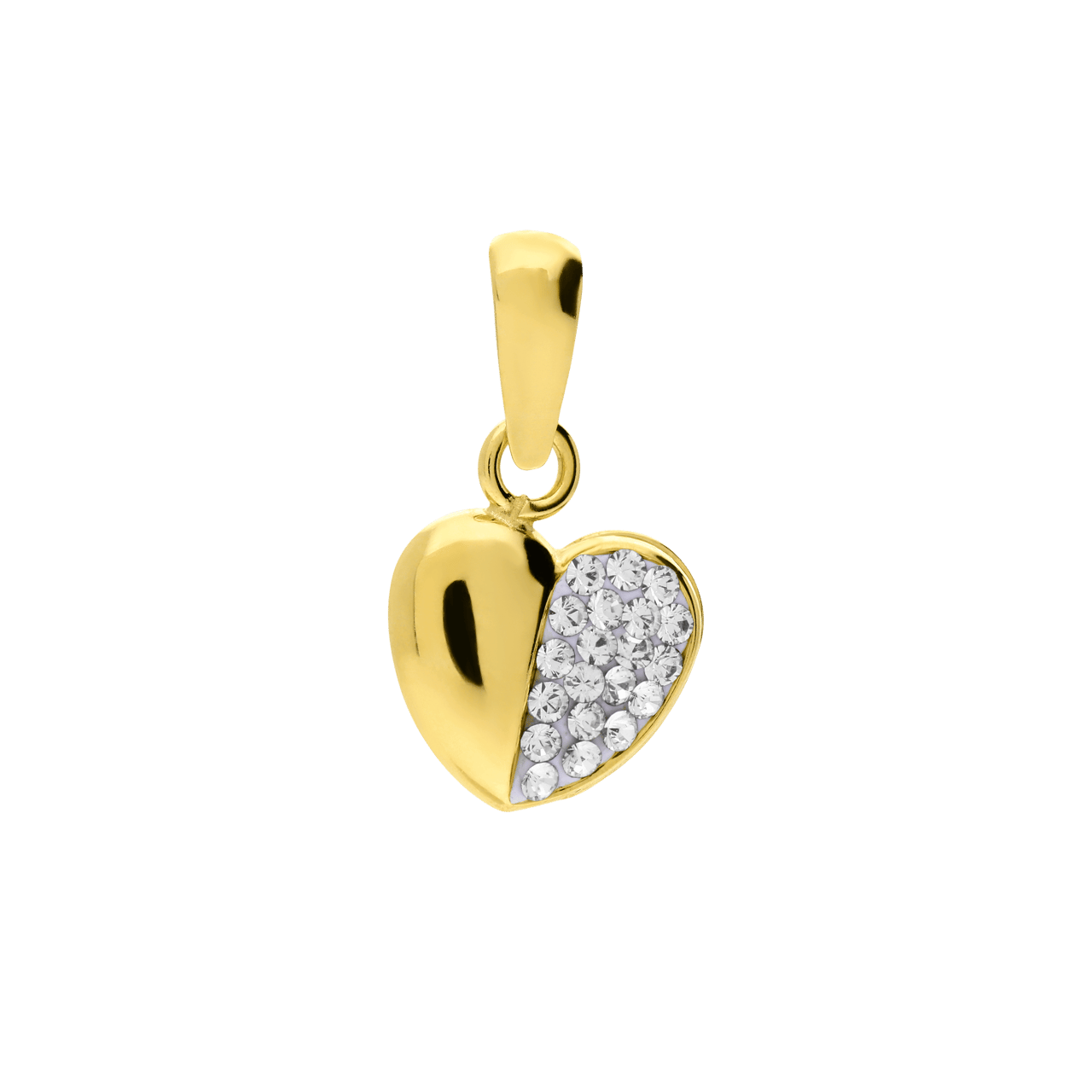 9 karaat gouden hanger hart met zirkonia 8x15mm