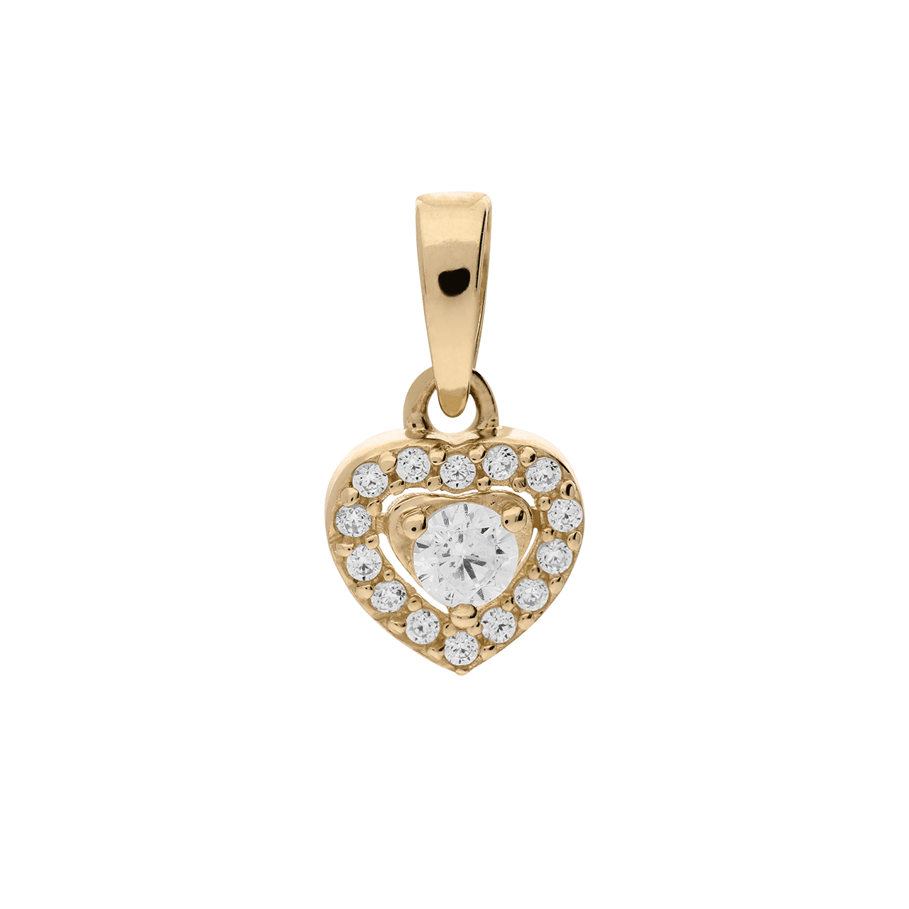 9 Karat Anhänger Herz mit Zirkonia für Damen