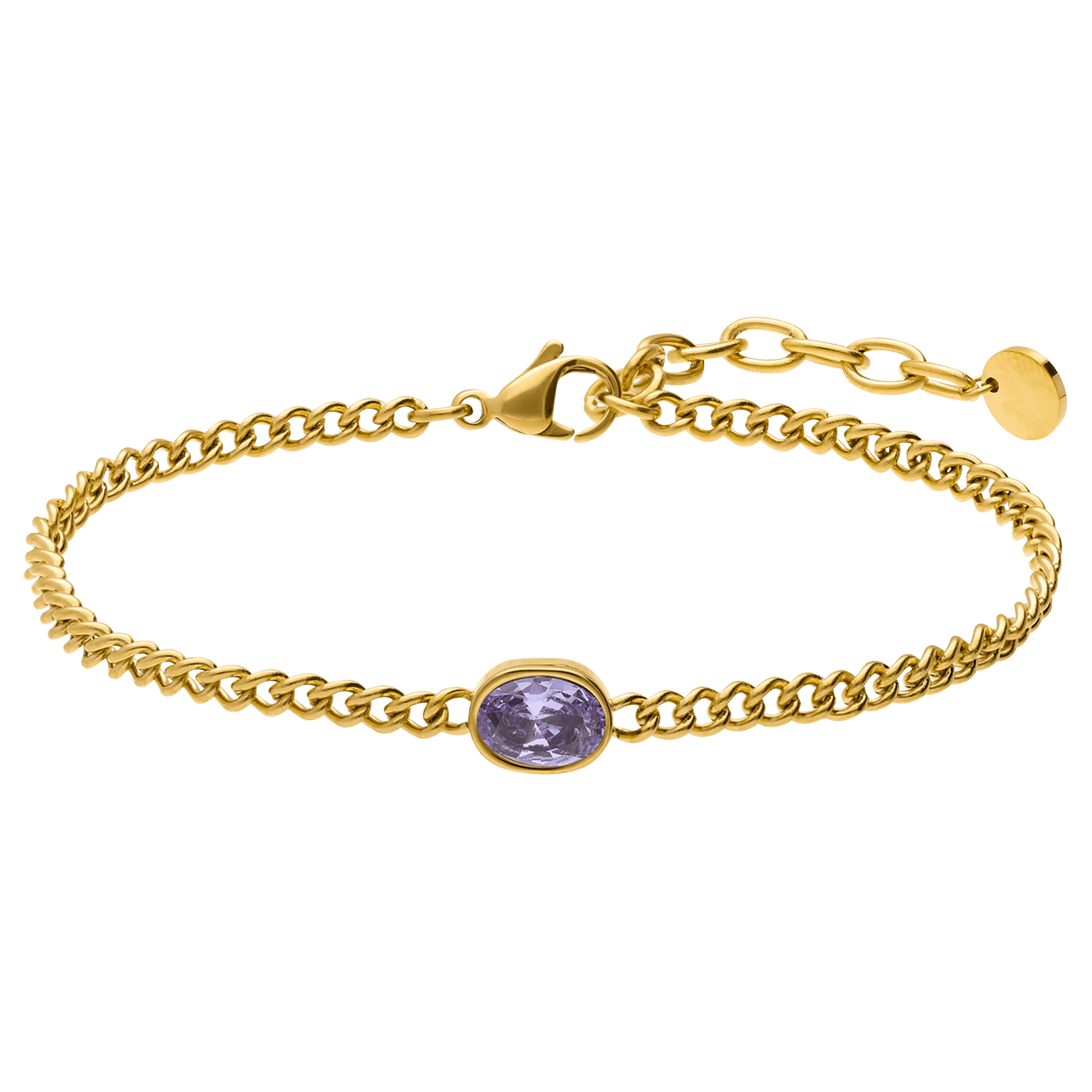Stainless steel armband met geboortesteen zirkonia voor dames