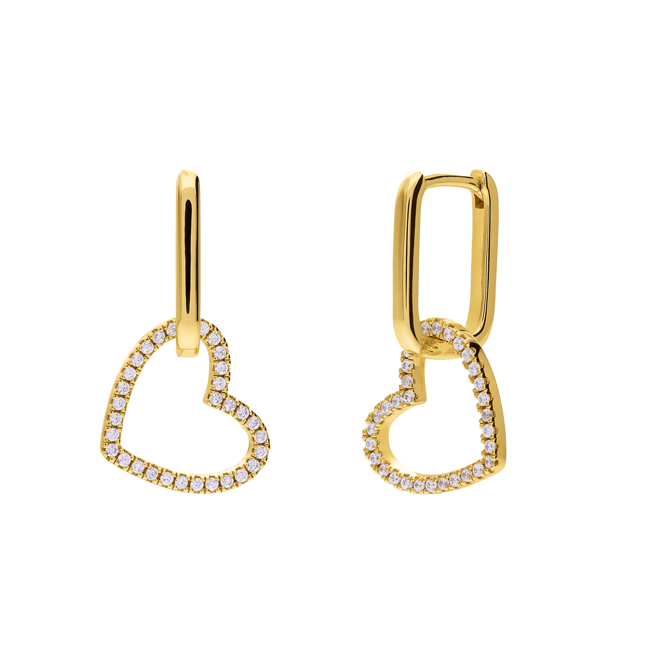 Silberne, goldbeschichtete Ohrringe mit Zirkonia