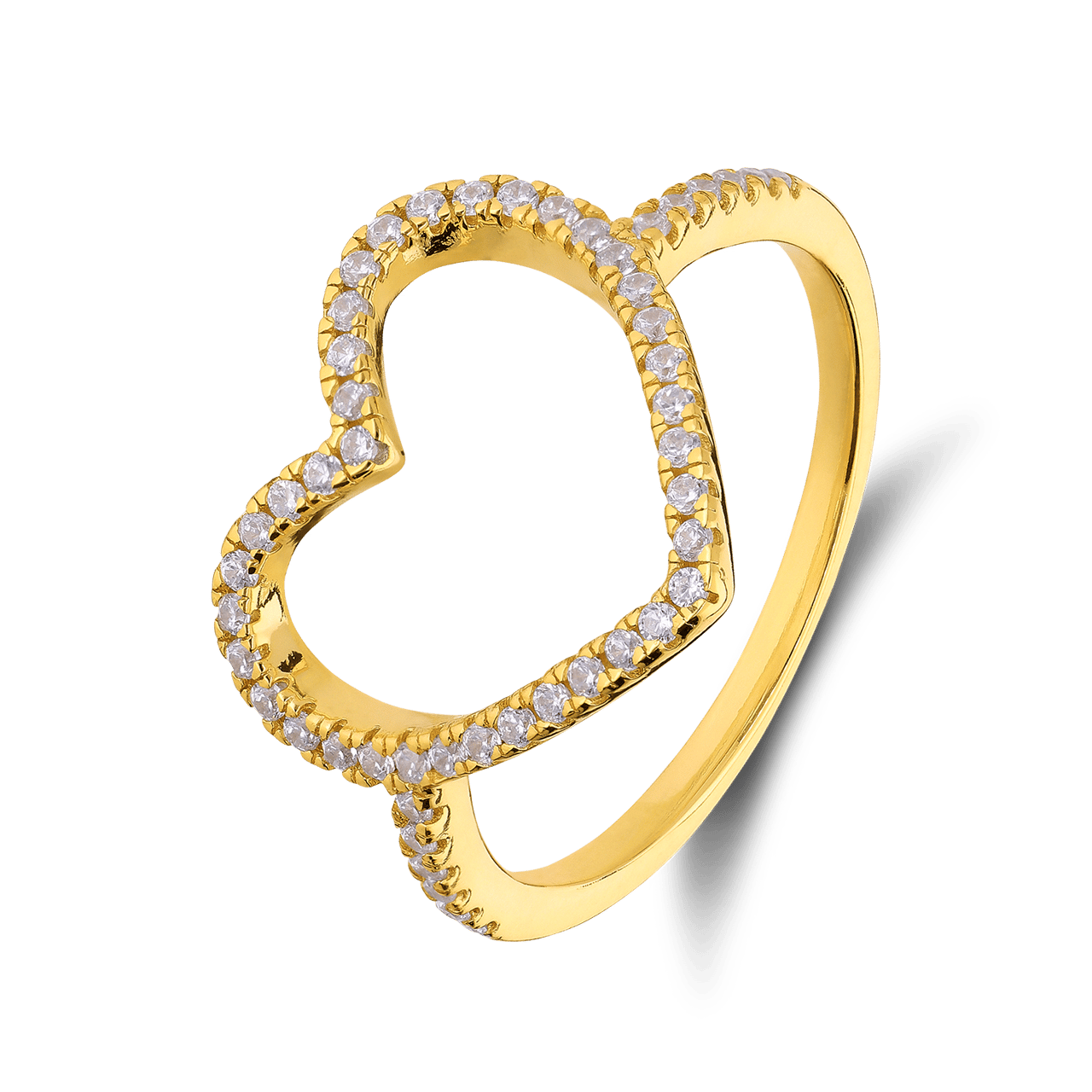 Zilveren goldplated ring met zirkonia