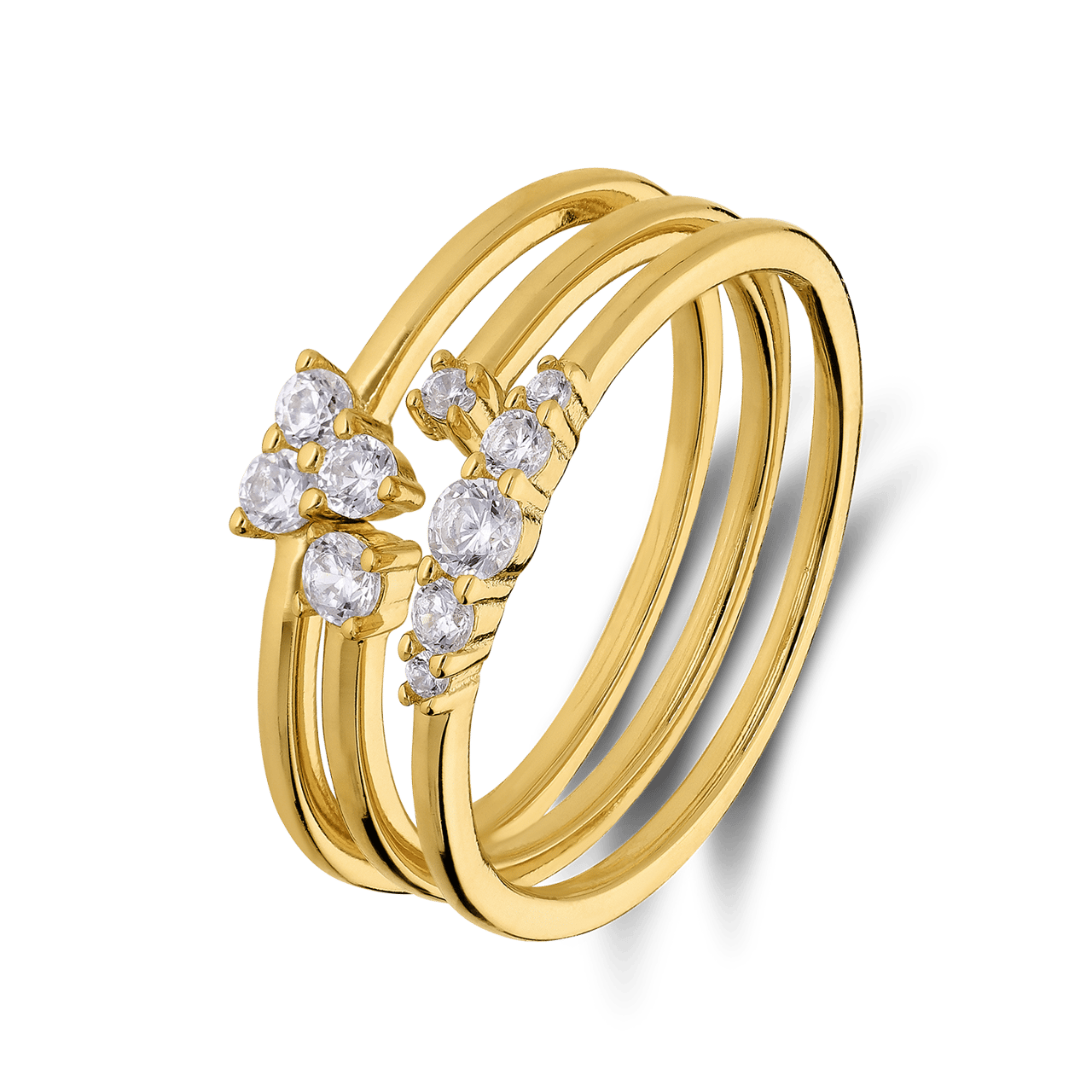 Zilveren goldplated ring met zirkonia