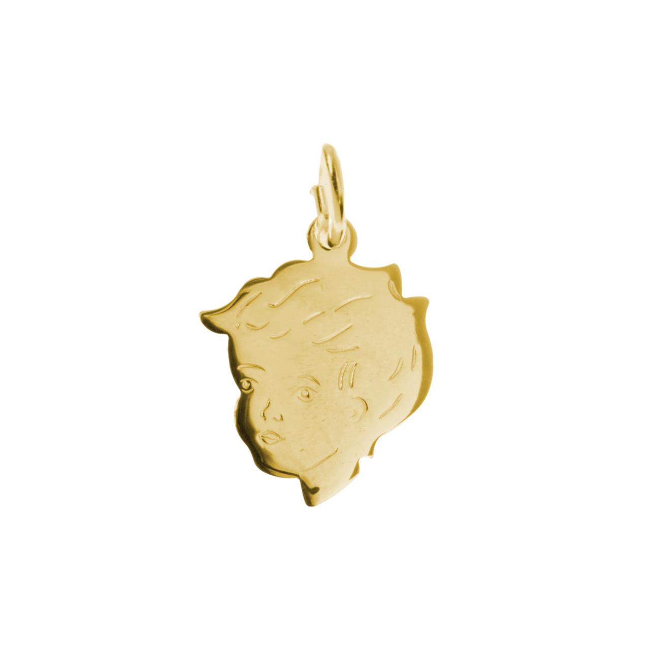 Zilveren goldplated hanger kinderkopje jongen