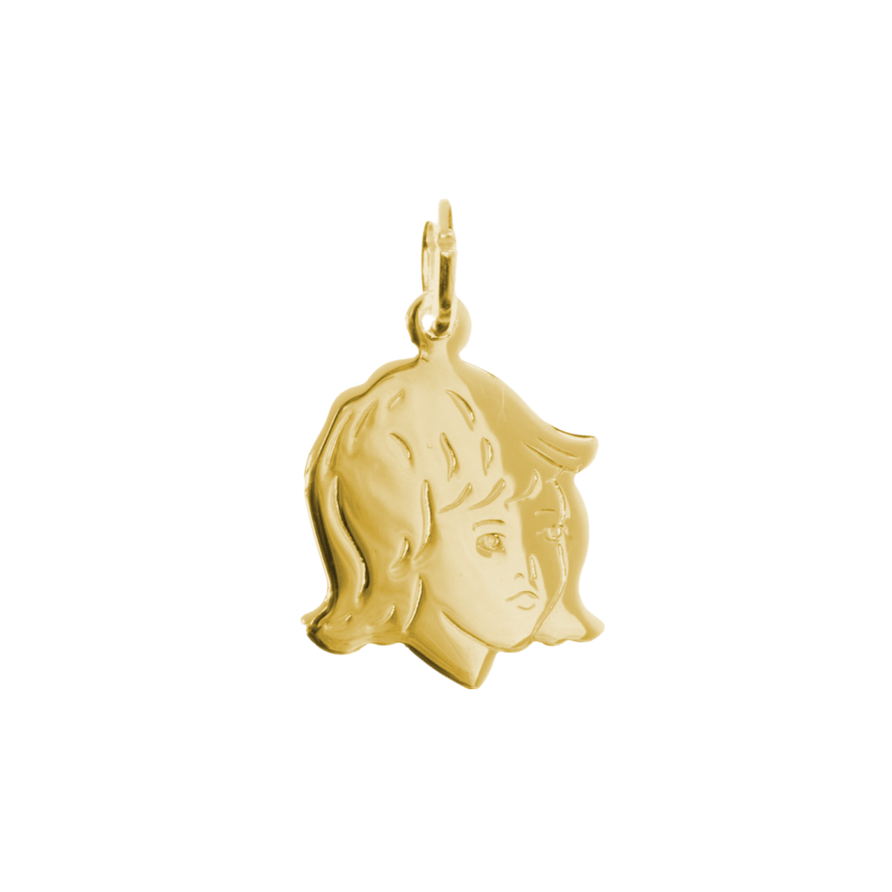 Zilveren goldplated hanger kinderkopje meisje