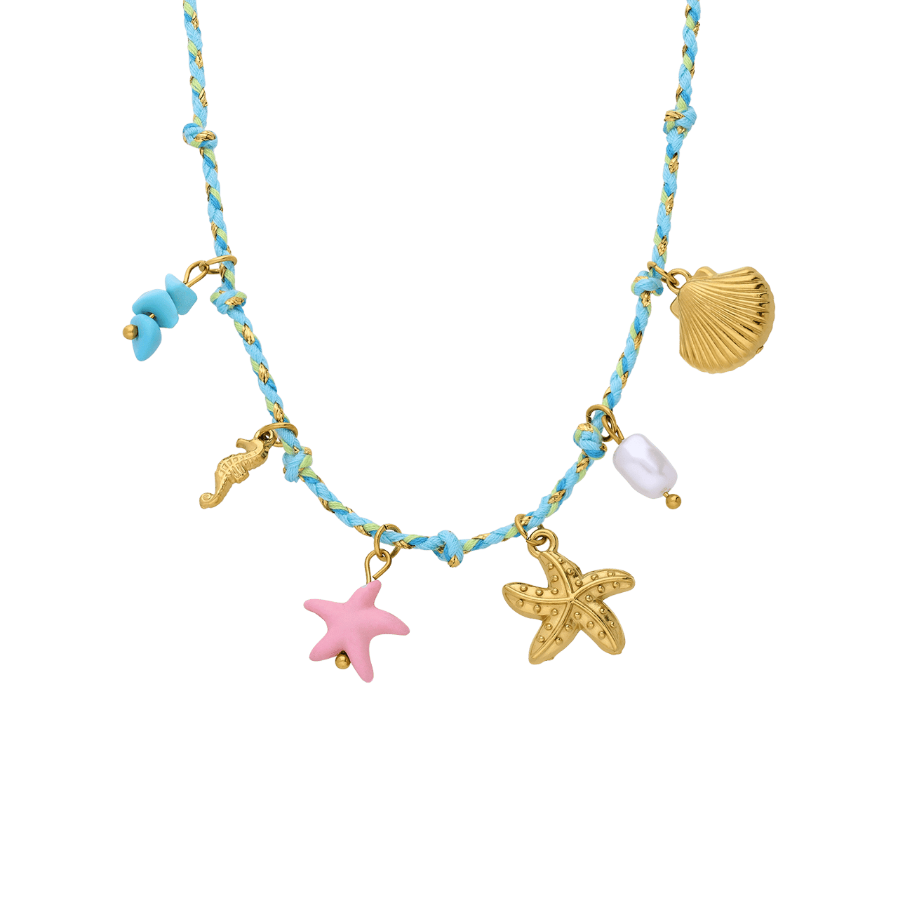 Stainless steel ketting blauw met hangers voor dames