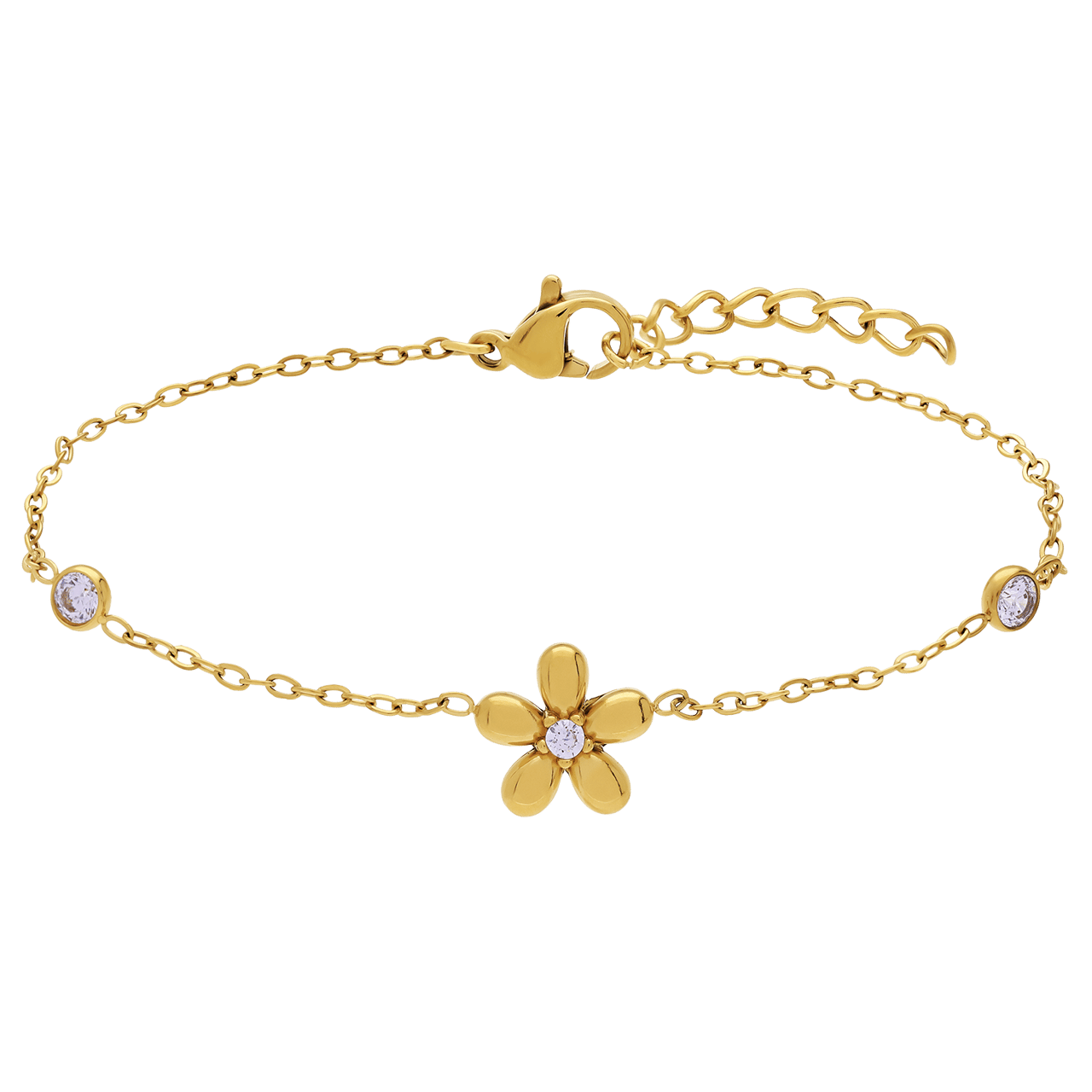 Stainless steel armband bloem met zirkonia voor dames