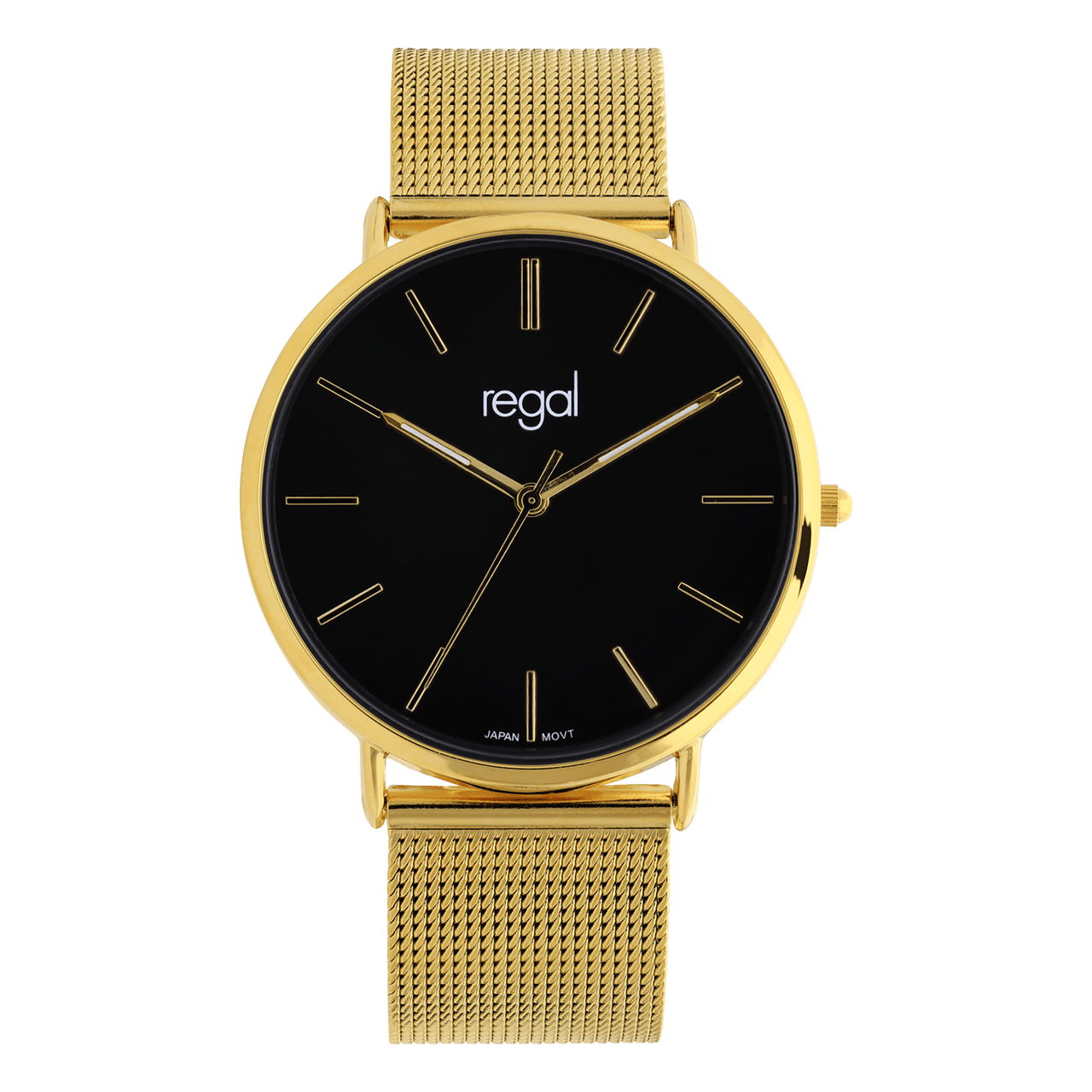 Regal dameshorloge met goud kleurige mesh band