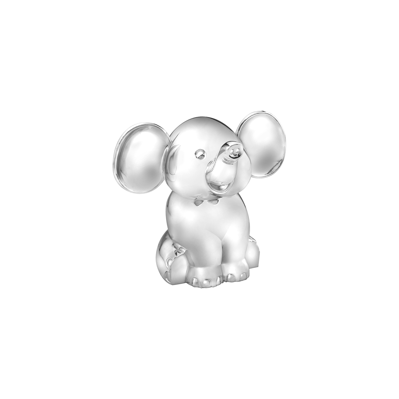 Verzilverde spaarpot zittende olifant