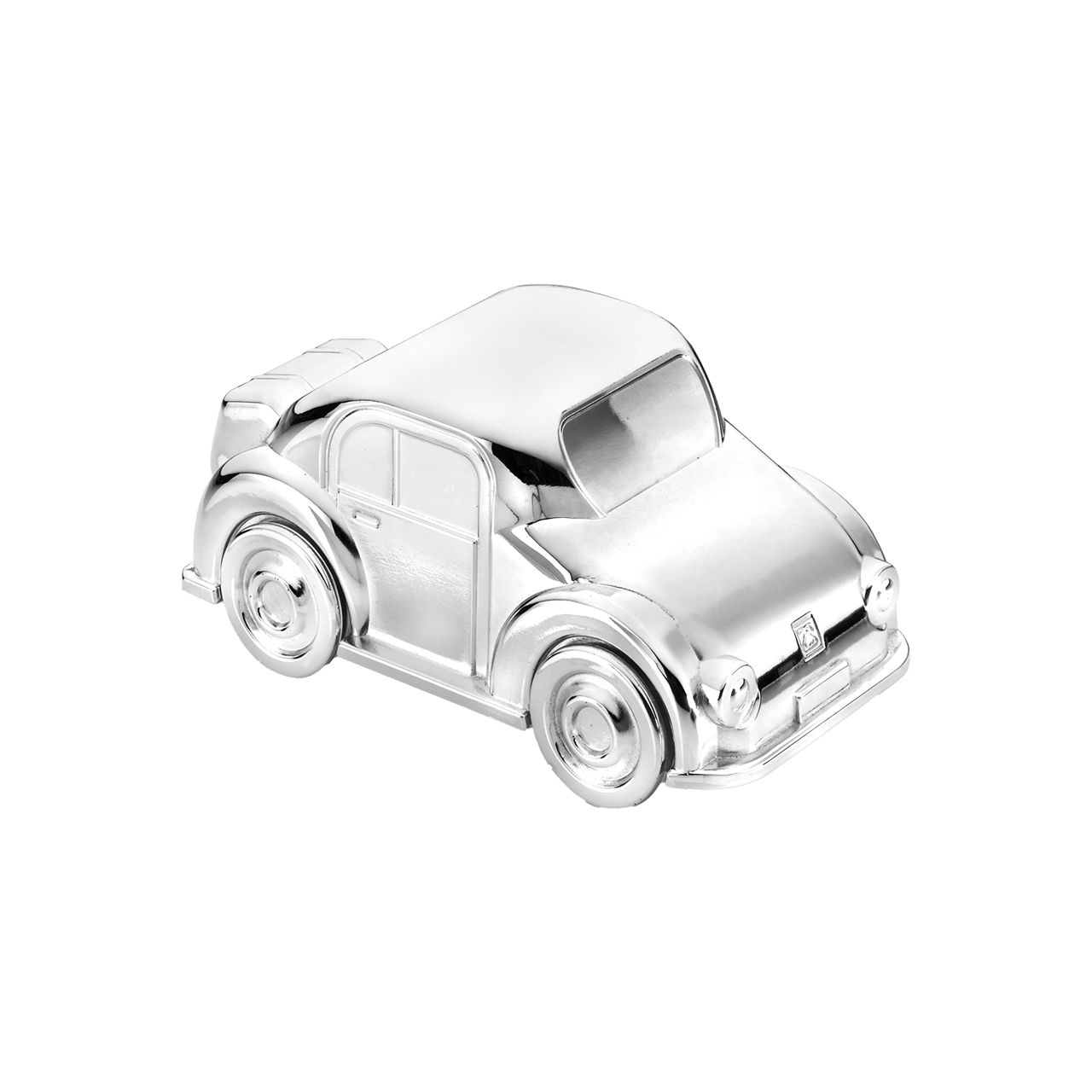 Verzilverde spaarpot auto
