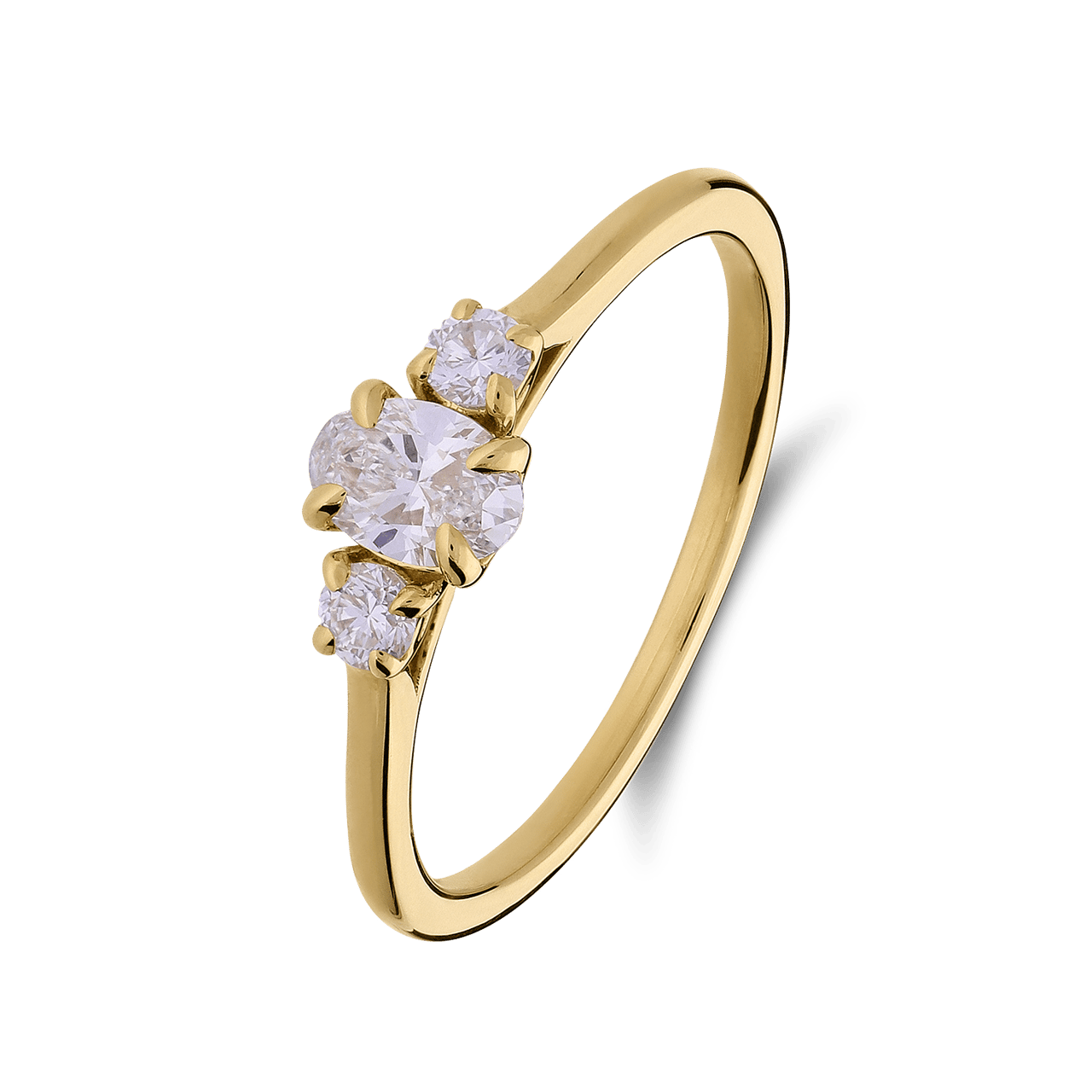 14 karaat geelgouden ring met lab grown diamant 0.50ct