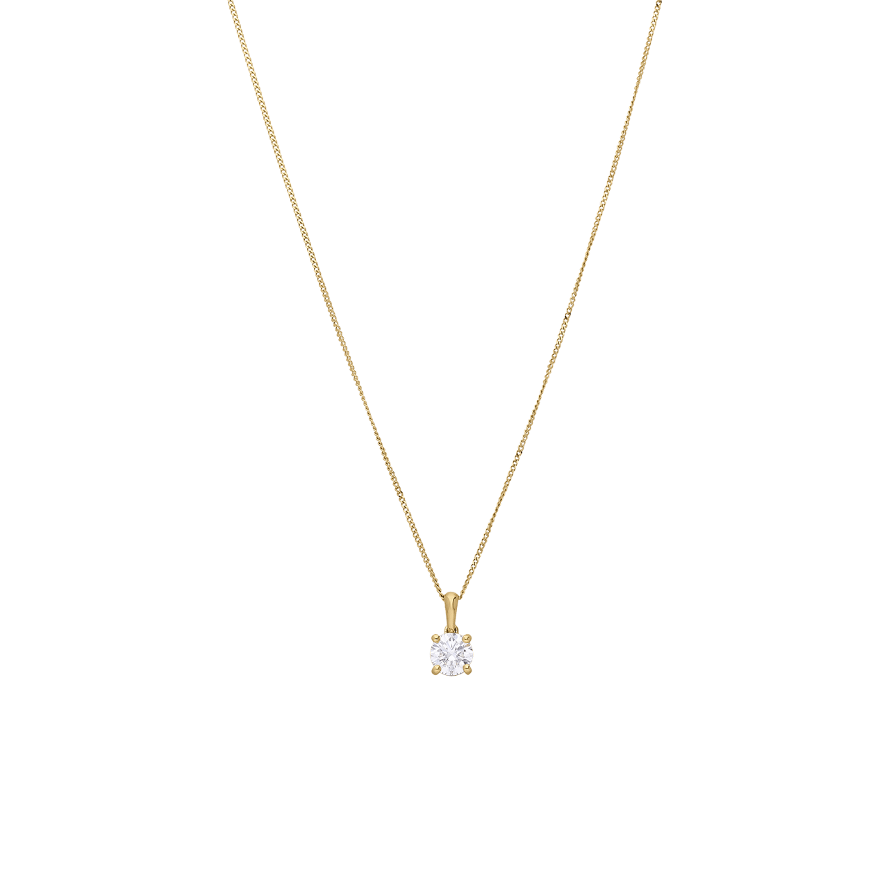 14 karaat gouden ketting met hanger met lab grown diamant 0.50ct