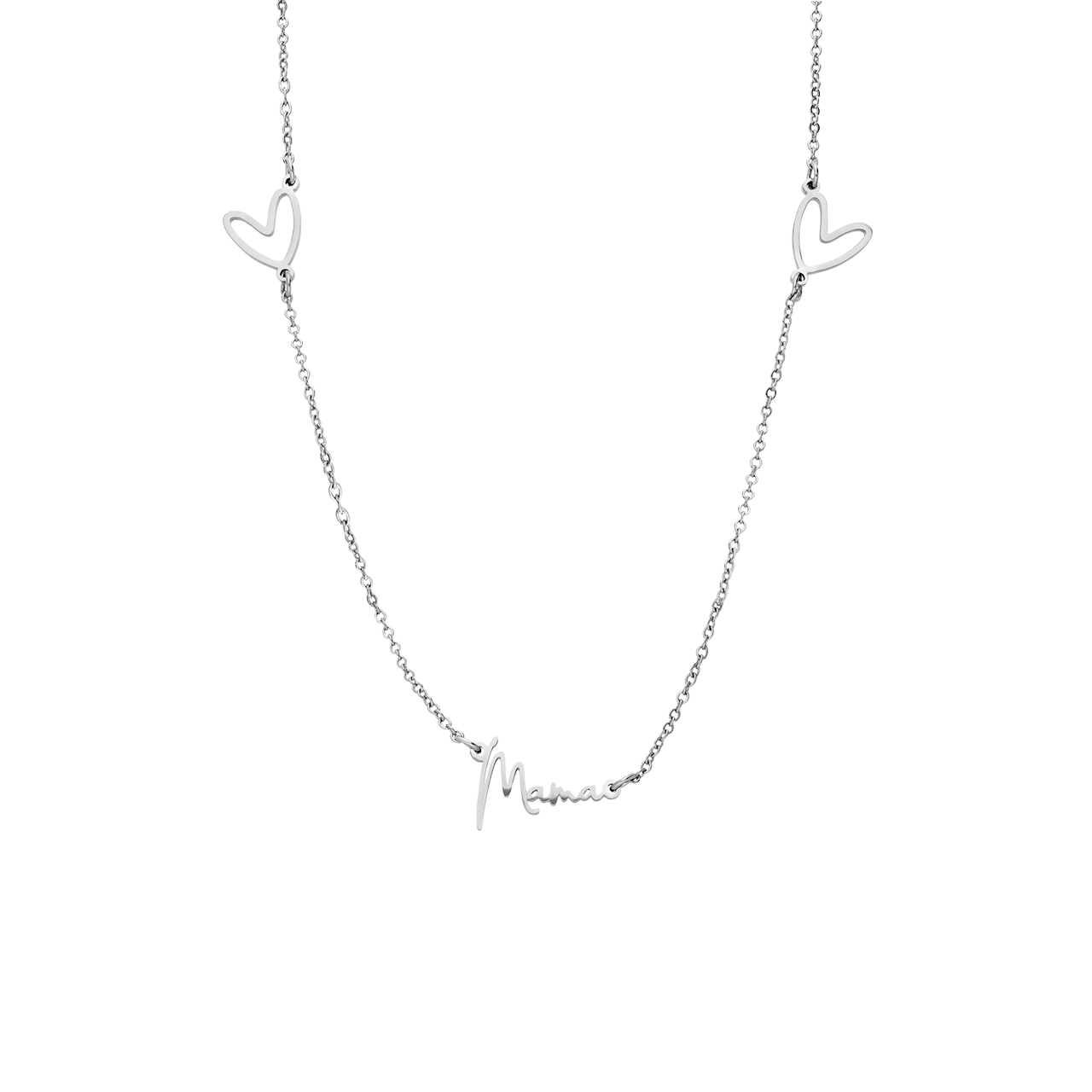 Stainless steel nnamketting met hartjes voor dames