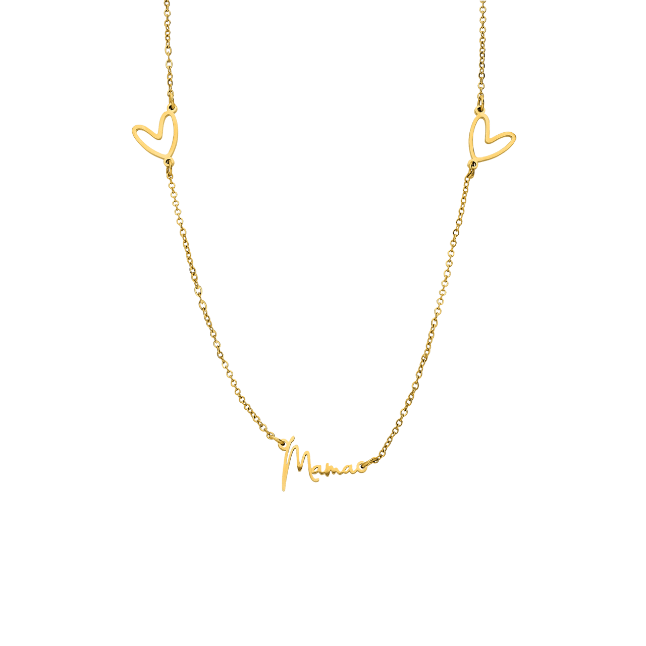Stainless steel naamketting met hartjes voor dames