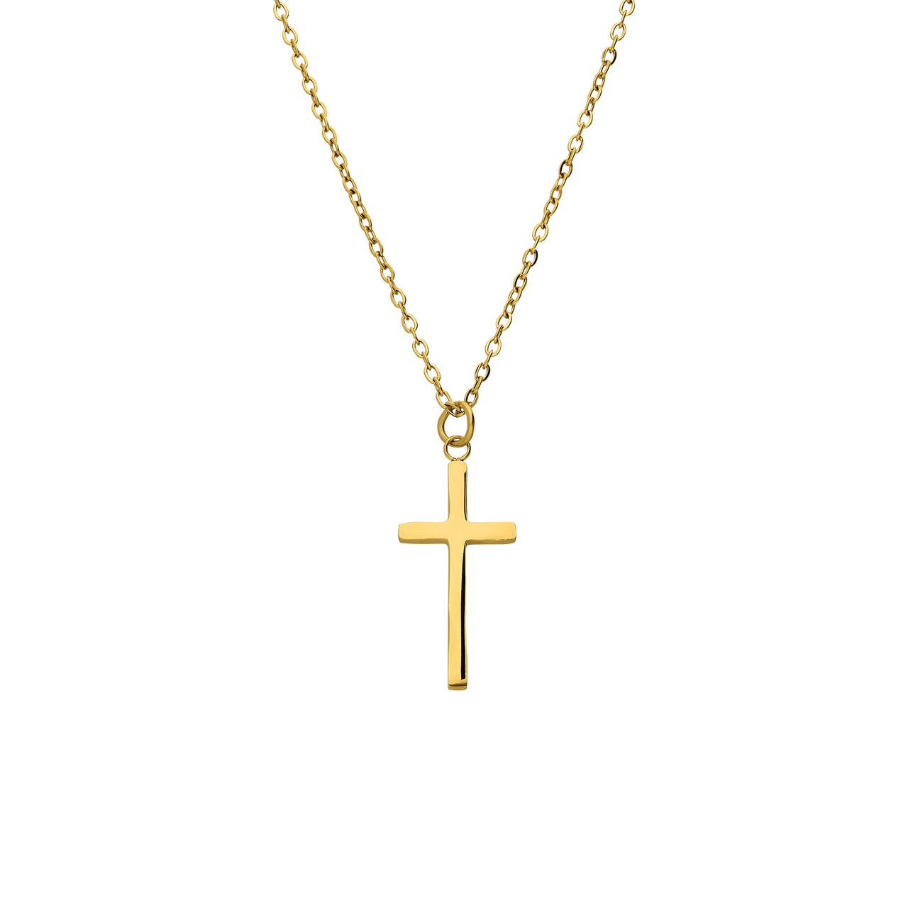 Stainless steel goldplated kinderketting met hanger kruis