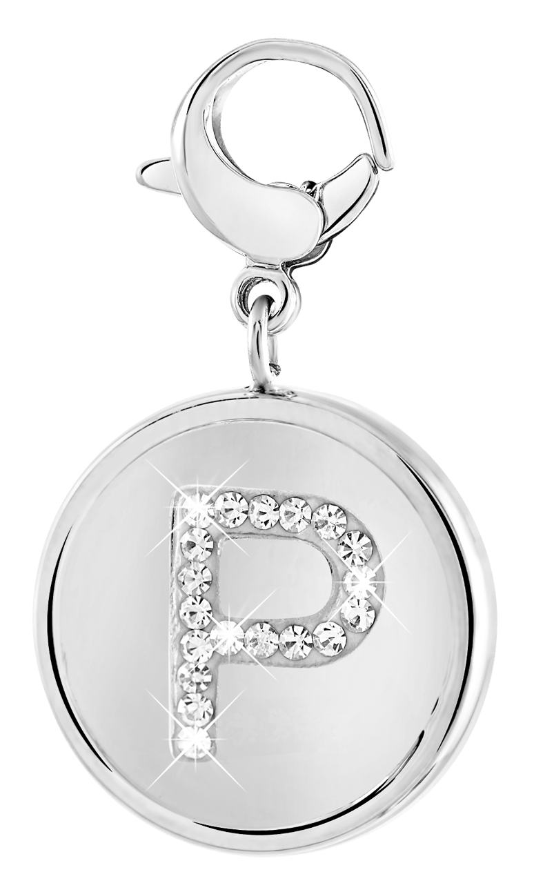 Gerecycleerd just.d stainless steel hanger letter met kristal