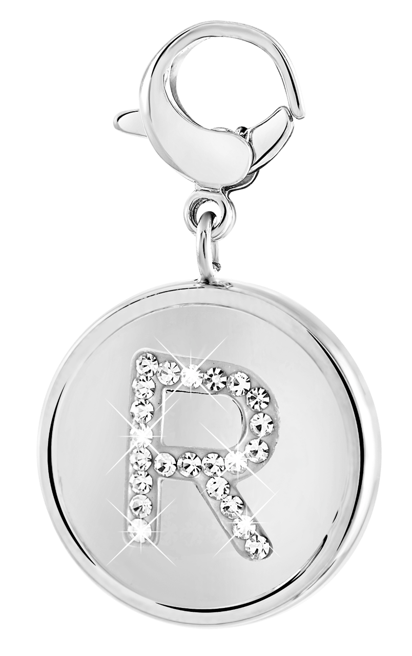Gerecycleerd just.d stainless steel hanger letter met kristal