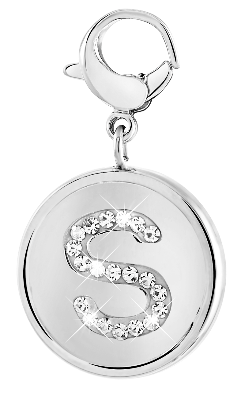 Gerecycleerd just.d stainless steel hanger letter met kristal
