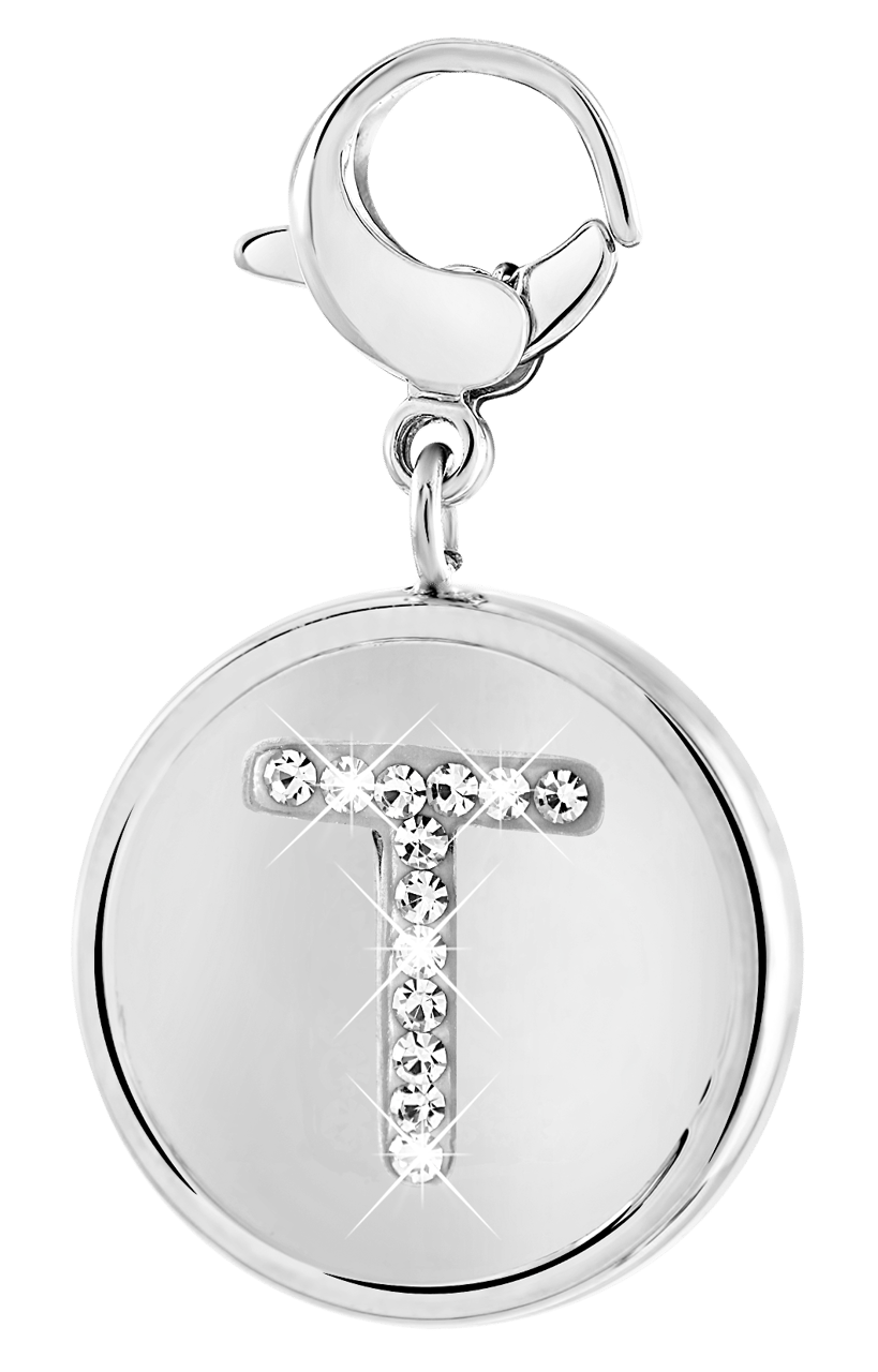 Gerecycled just.d stainless steel hanger letter met kristal