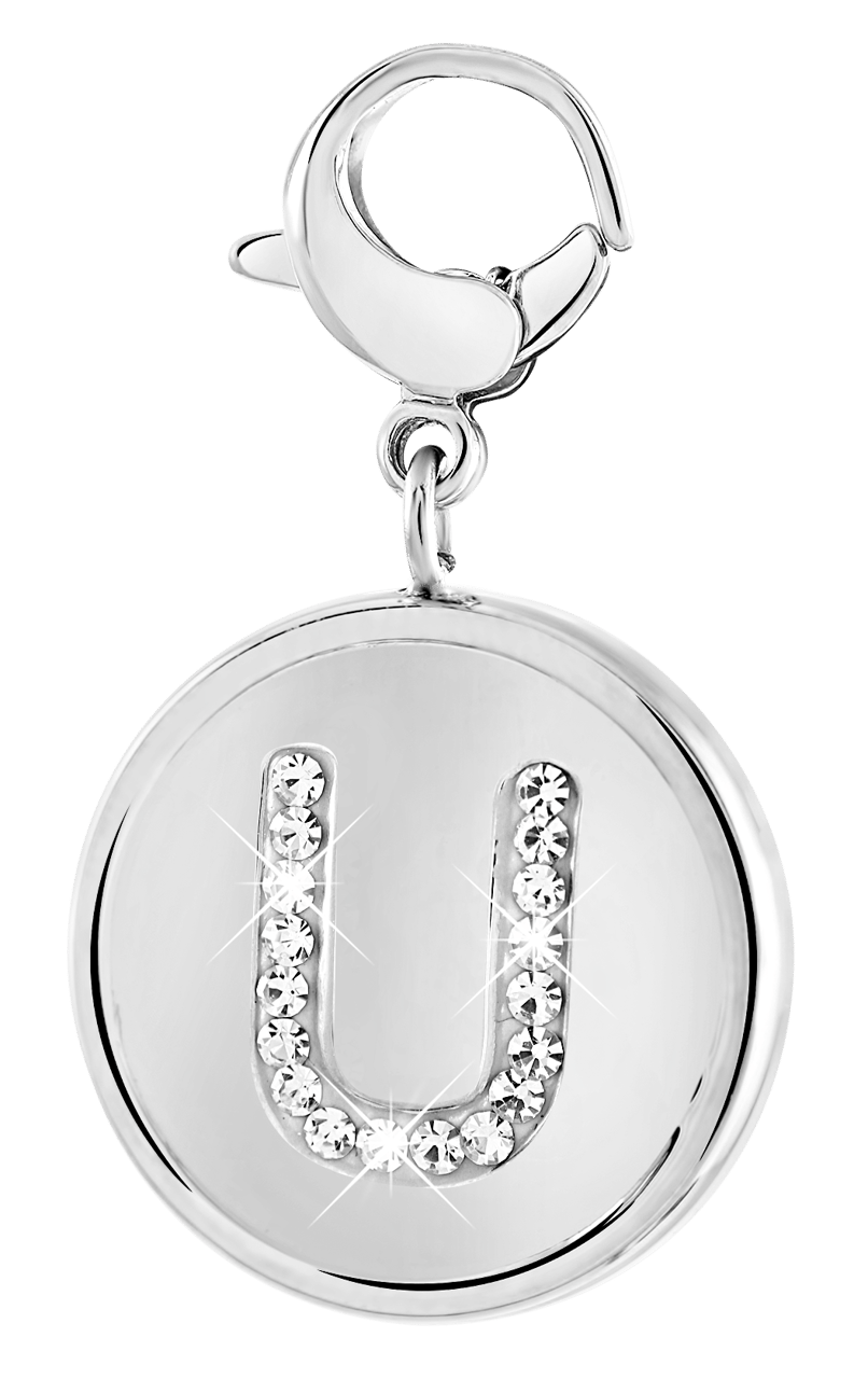 Gerecycleerd just.d stainless steel hanger letter met kristal