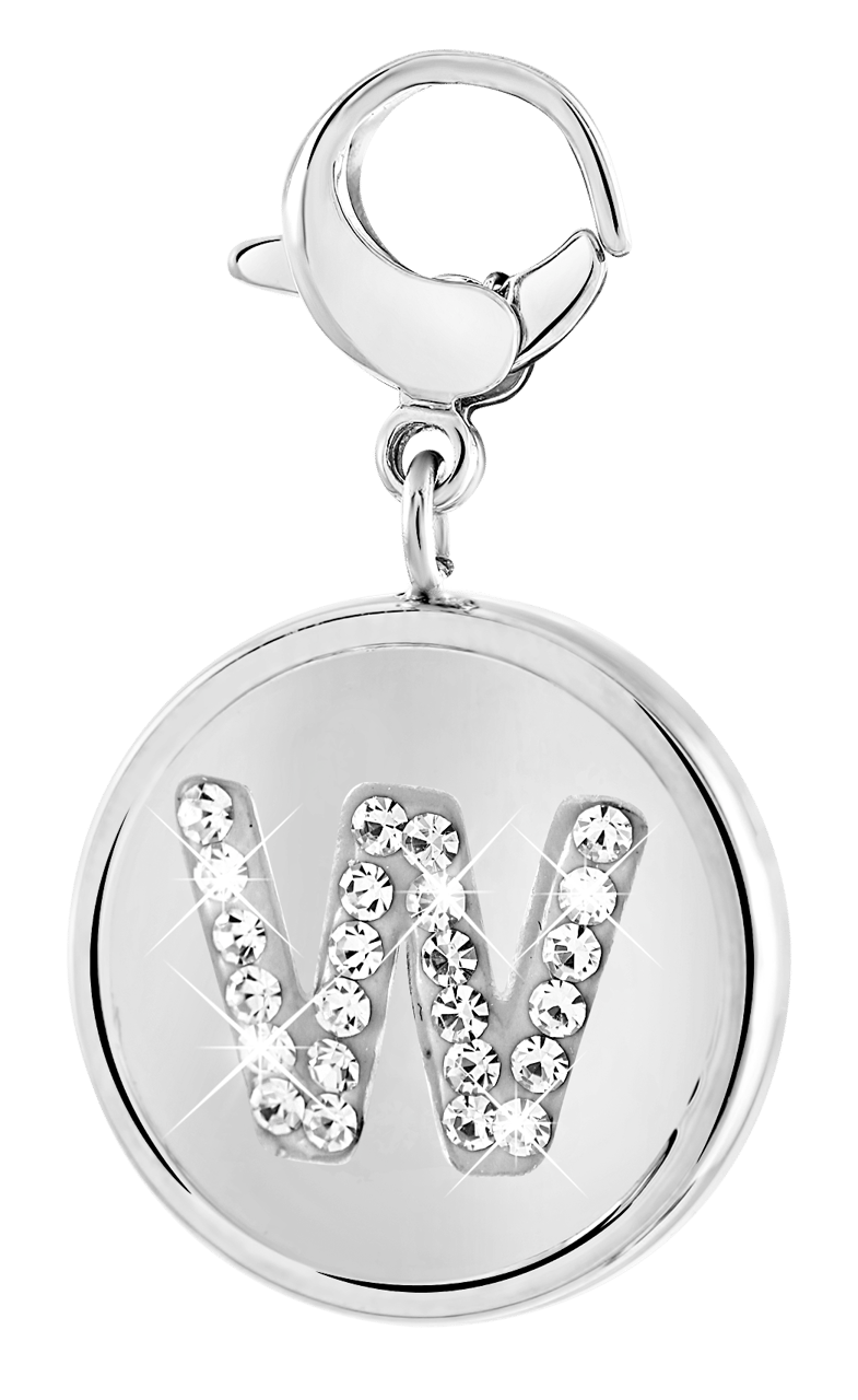 Gerecycleerd just.d stainless steel hanger letter met kristal