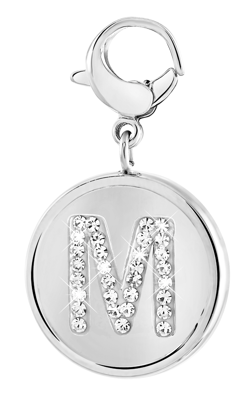 Gerecycled just.d stainless steel hanger letter met kristal