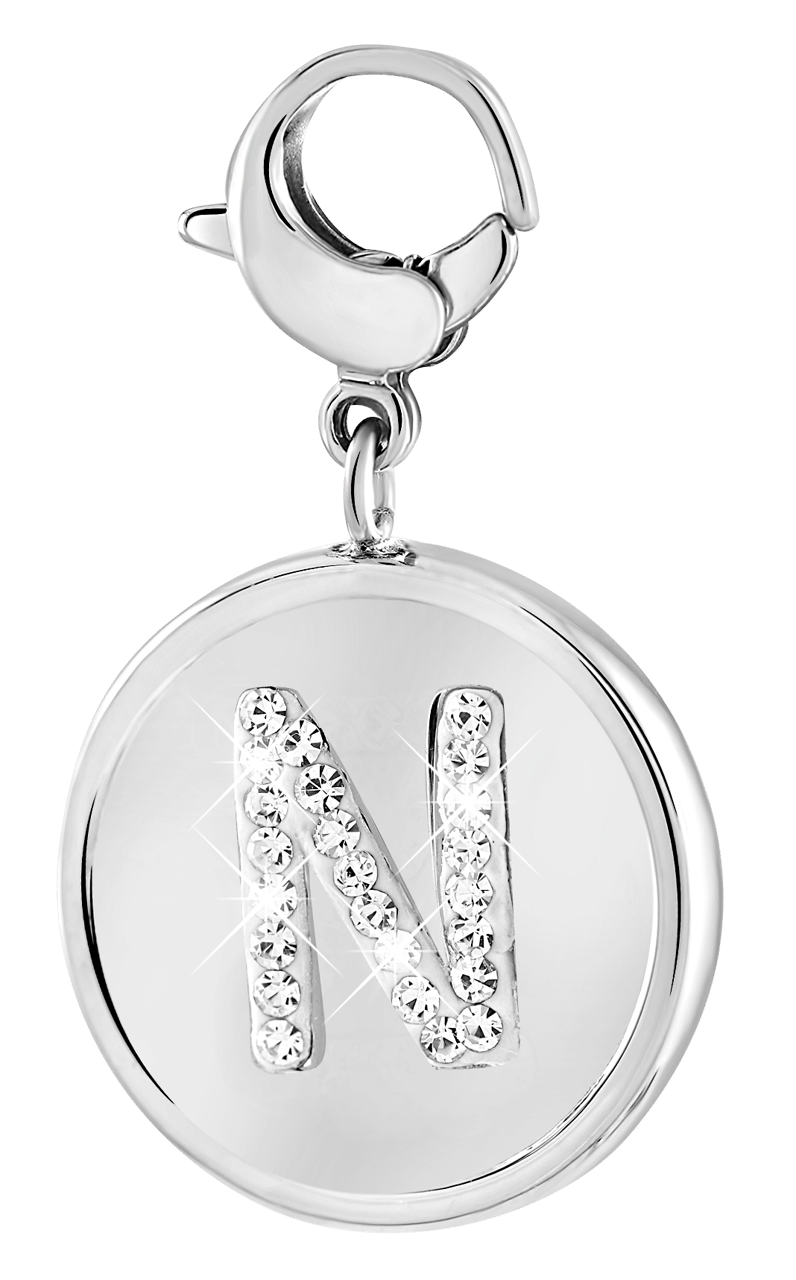 Gerecycled just.d stainless steel hanger letter met kristal