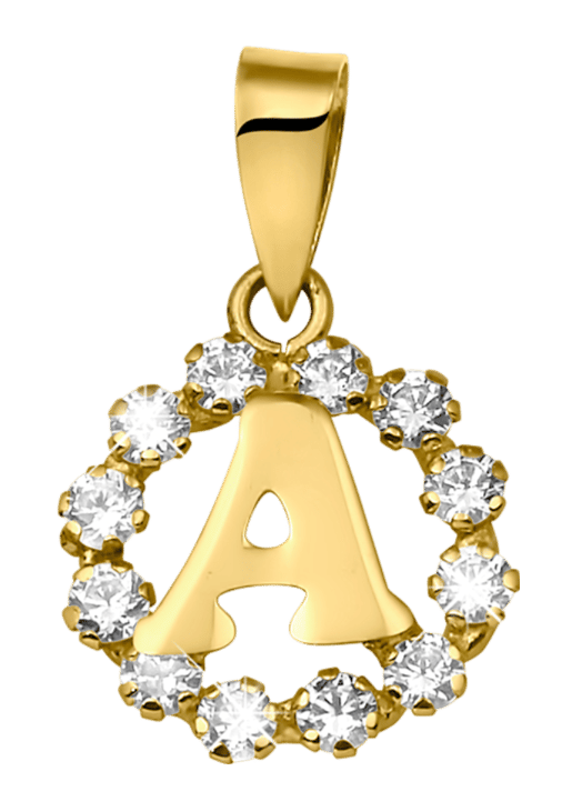 Buchstaben-Anhänger mit Zirkonia, 585 Gelbgold