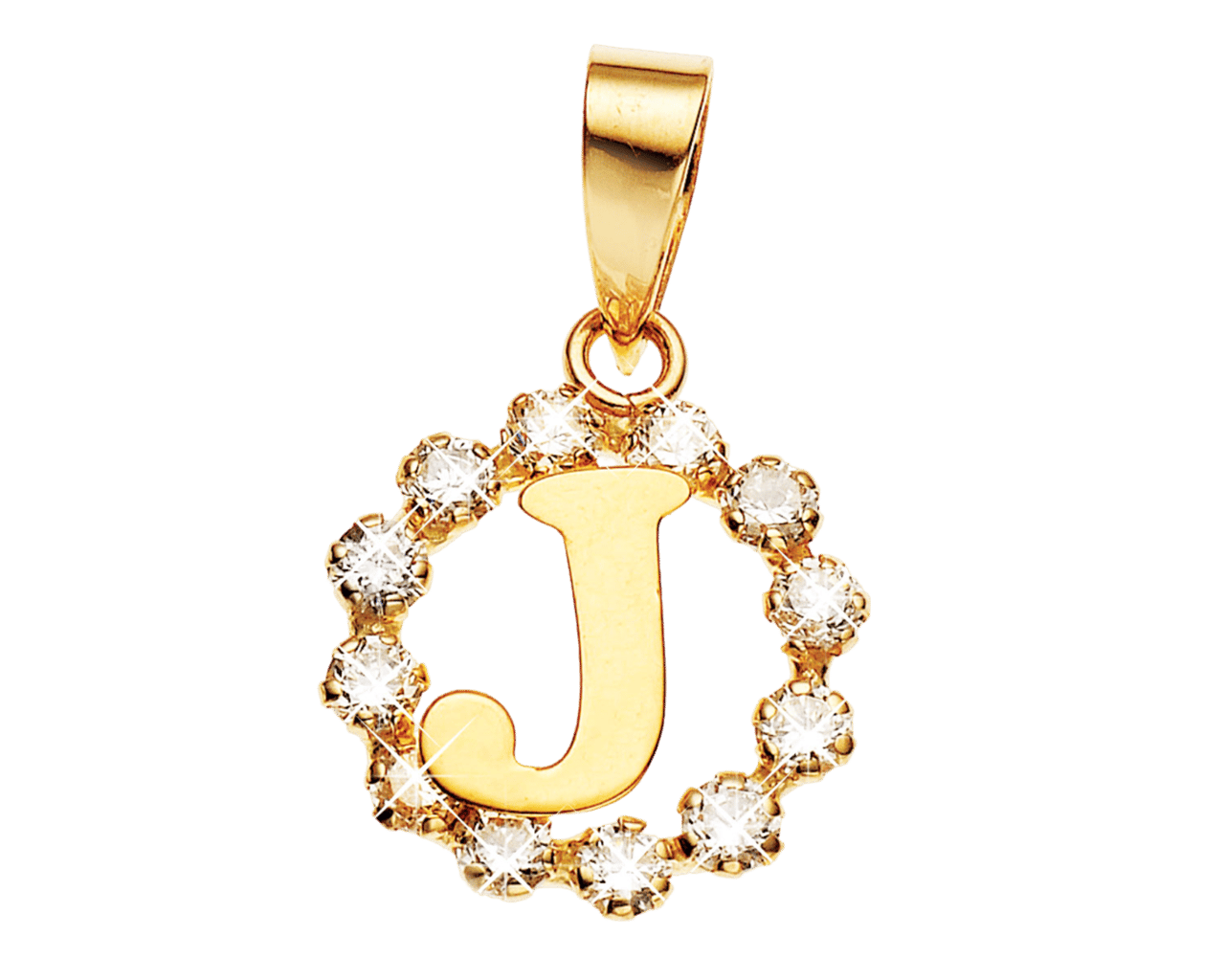 14 Karat Gelbgold Buchstabenanhänger mit Zirkonia