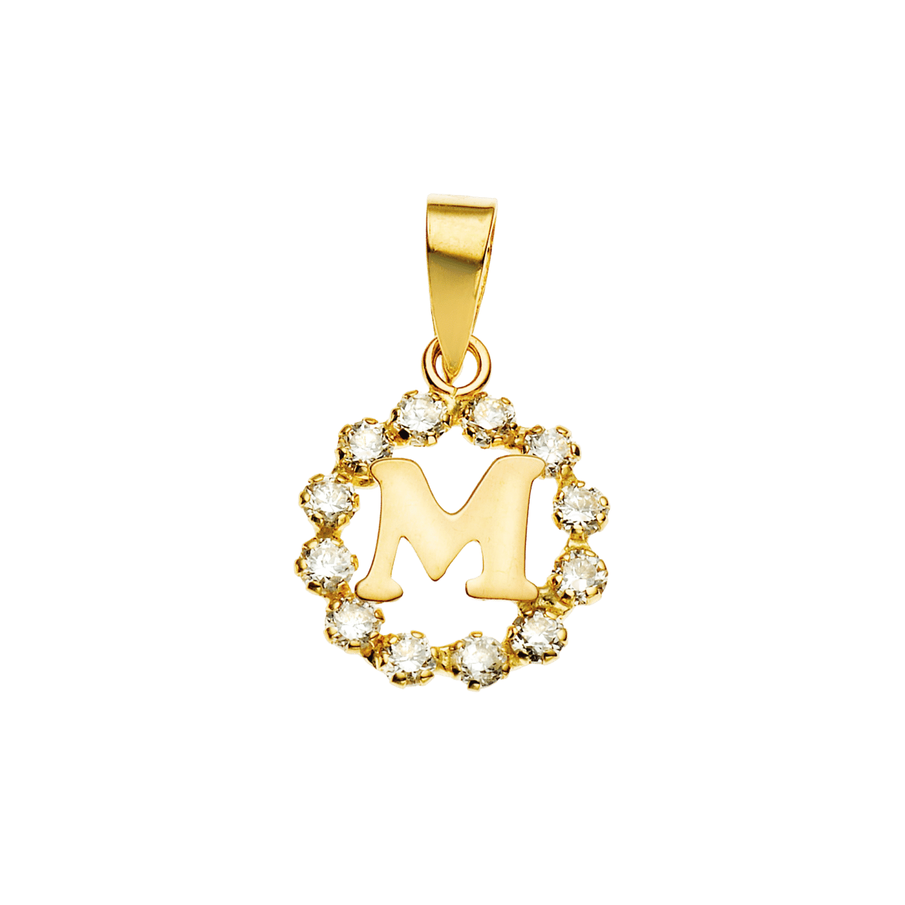 Buchstabenanhänger aus 14-karätigem Gelbgold mit Zirkonia