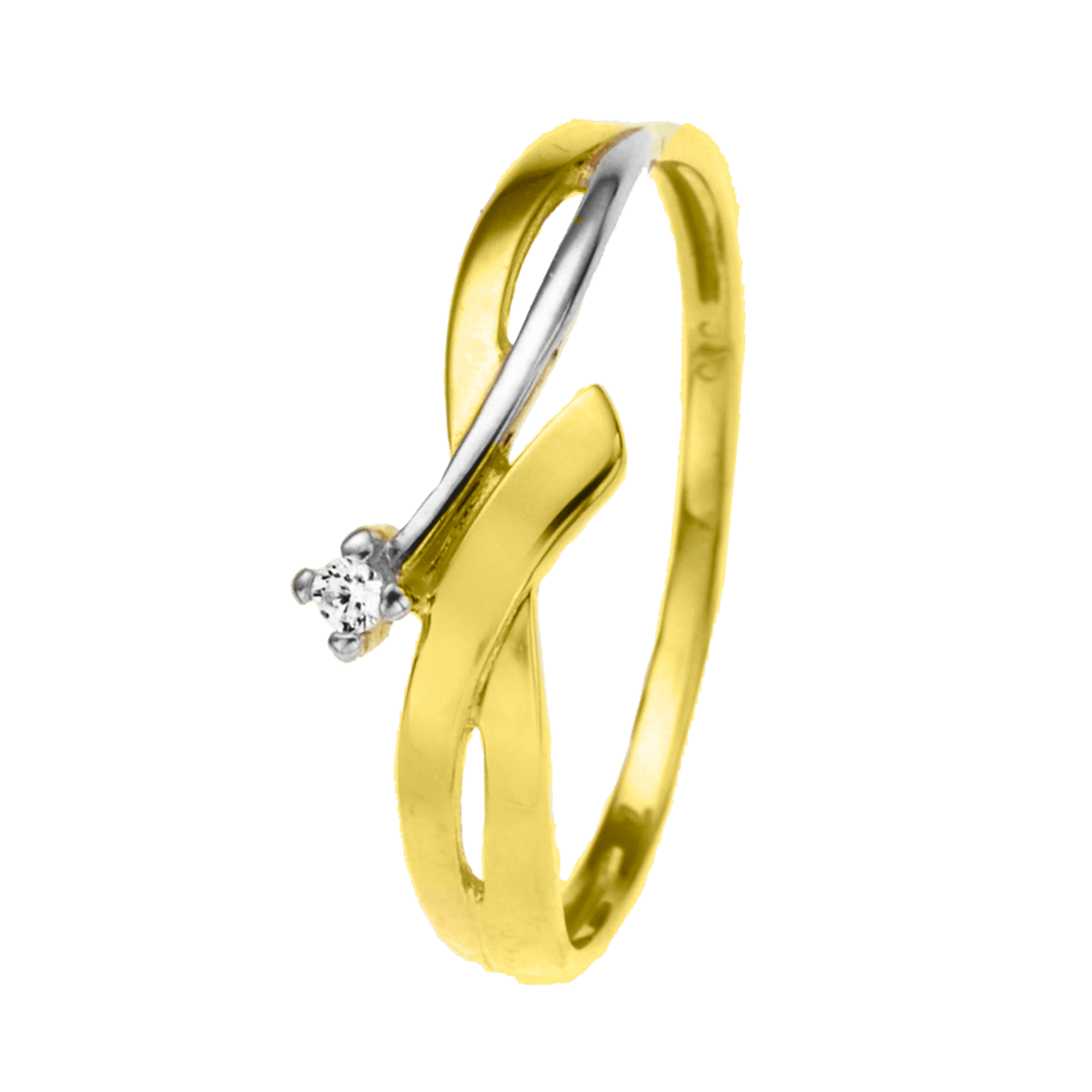 14 karaat bicolor gouden ring met zirkonia