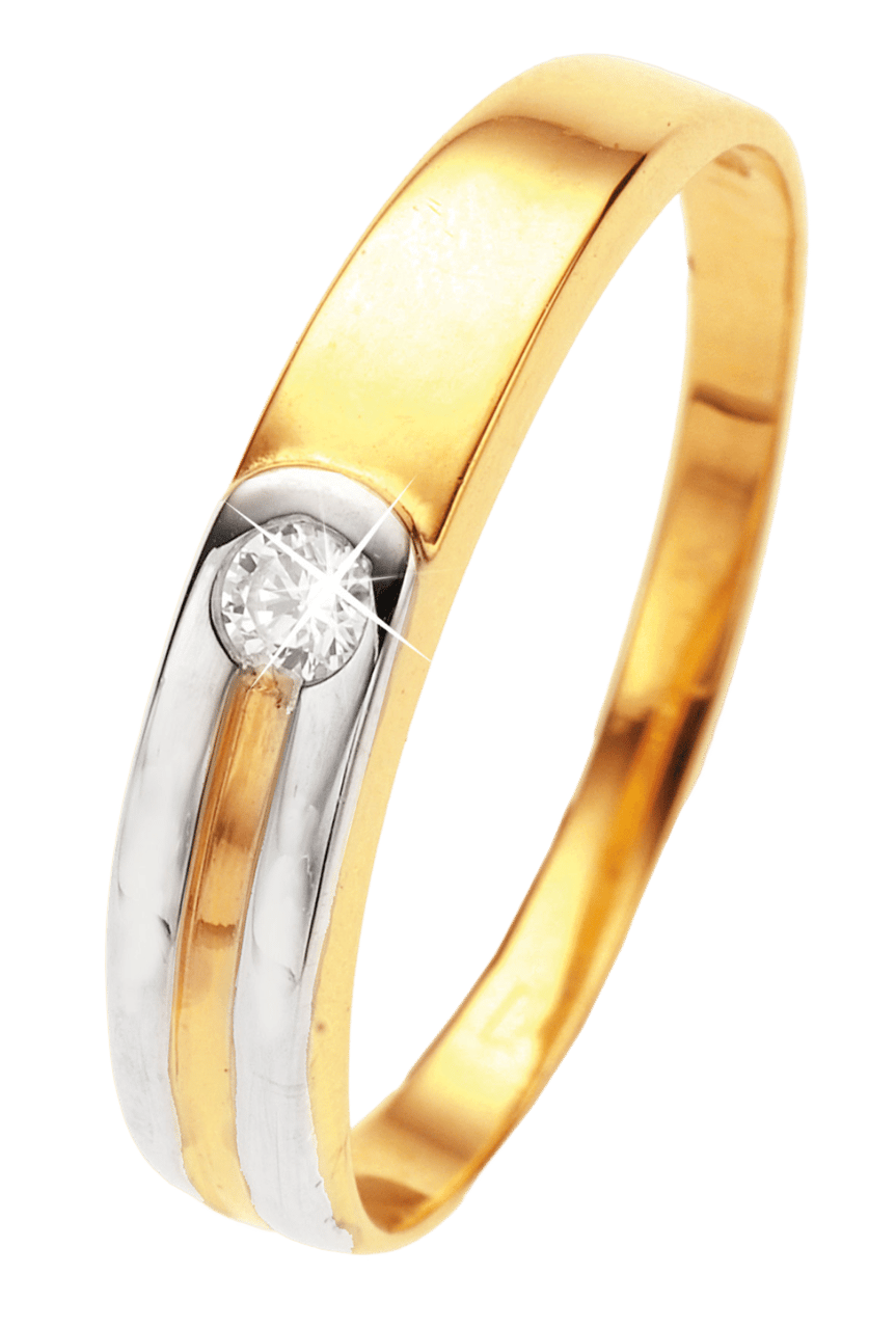 14 karaat bicolor gouden ring met zirkonia