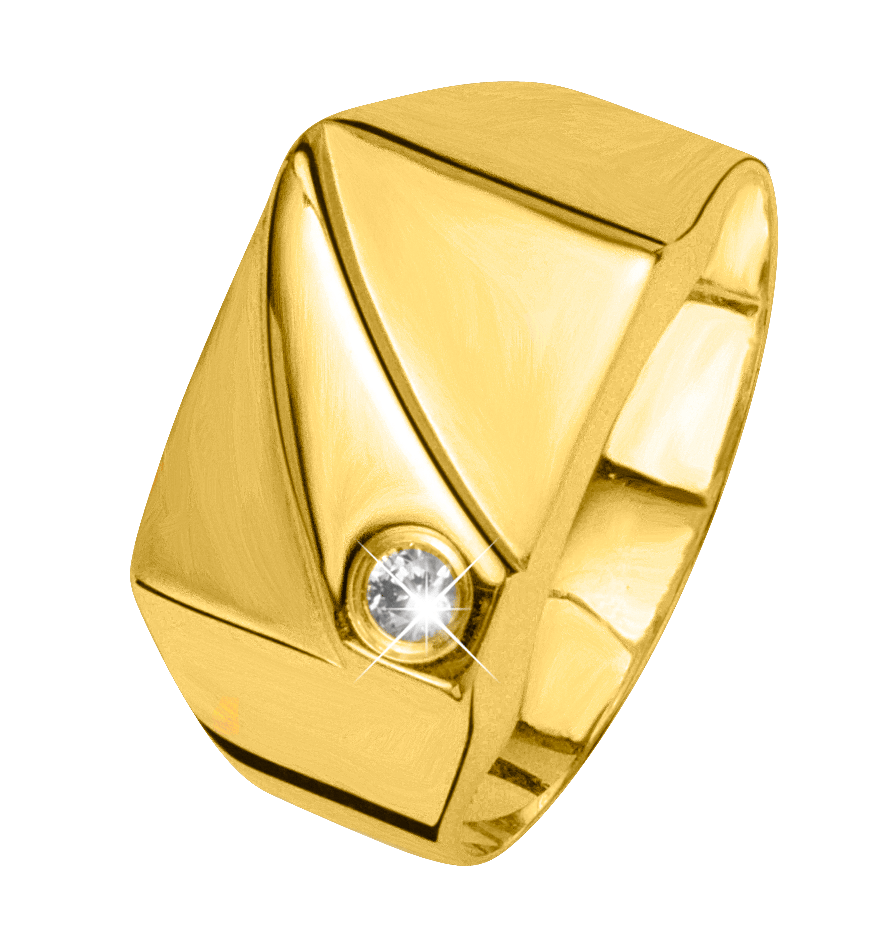 Siegelring in Gelbgold mit Zirkonia