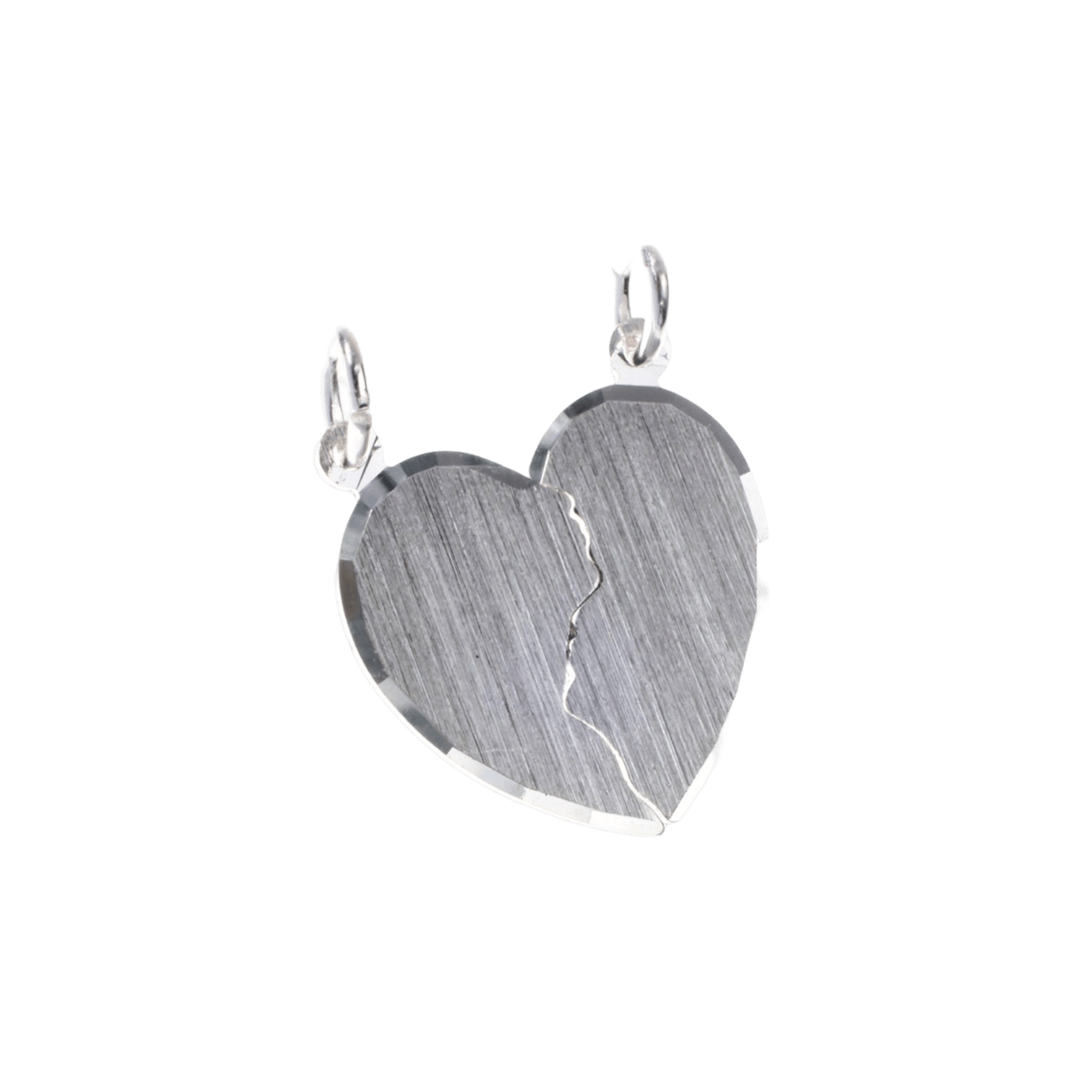 Silberner Charms gebrochenes Herz Gravurplatte