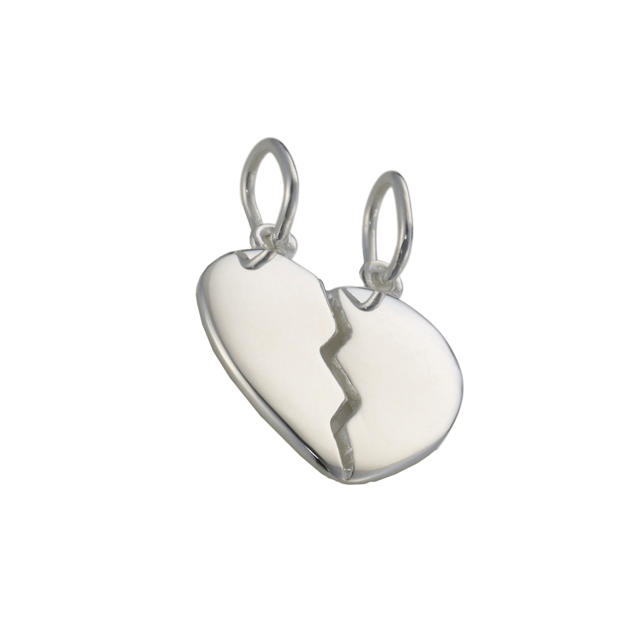 Silberner Charms gebrochenes Herz Gravurplatte