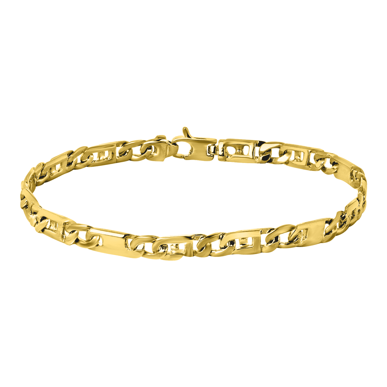 Lucardi - 14 Karaat geelgouden armband fantasie massief 5mm voor heren