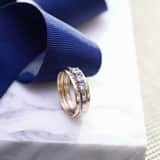 Zweifarbiger Ring, 585 Gold, mit Zirkonia