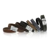 Herrenarmband aus Edelstahl mit geflochtenem, dunkelblauem Leder