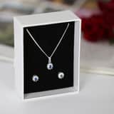 Zilveren set met sapphire zirkonia