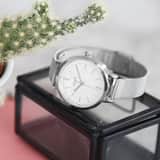 Regal mesh horloge met zilverkleurige band