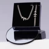 Gerecycled stainless steel ketting & armband 3ringen kristal
